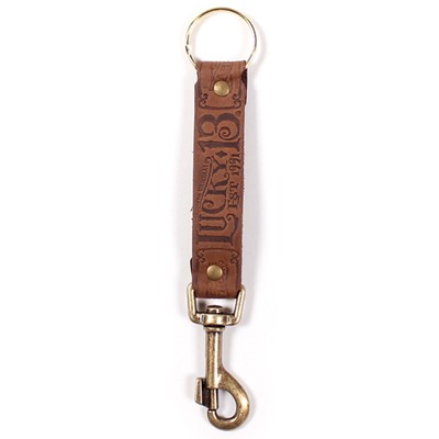 MFG CO Leather Embossed Key Clip Keychain Brown