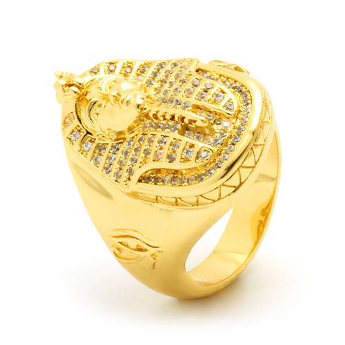 Gold CZ Pharaoh Ring