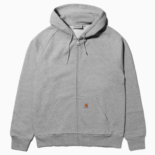 HOODED SQUARE LABEL JACKET GREY HEATHER
